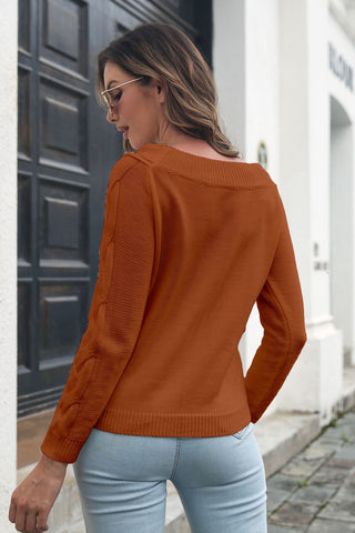 Cable-Knit Long Sleeve Sweater Divacious