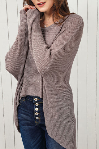 Round Neck High-Low Sweater Divacious