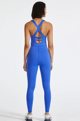 Crisscross Back Wide Strap Active Jumpsuit Divacious