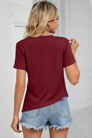 Ruched Round Neck Short Sleeve T-Shirt Divacious