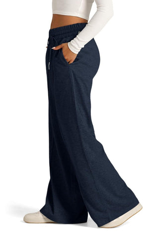 Drawstring Elastic Waist Wide Leg Pants - Divacious