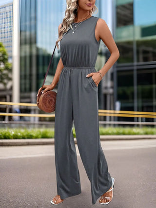 Round Neck Wide Leg Jumpsuit Divacious