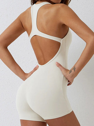 Cutout Racerback Sleeveless Active Romper Divacious