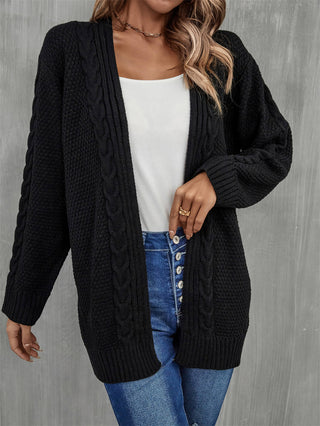 Warm Fall Mixed Knit Open Front Longline Cardigan Divacious