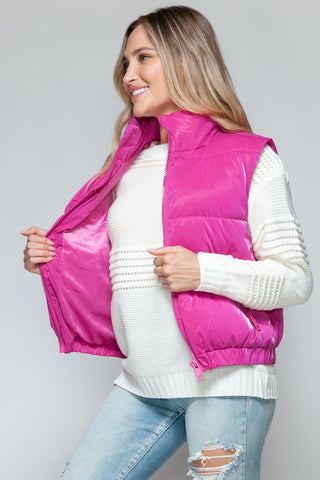 Snobbish Fine Fur Lining Quilted Vest Trendsi