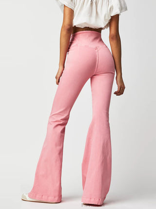 Asymmetric Waist Flare Jeans Divacious