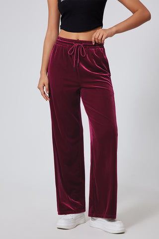 Drawstring Wide Leg Active Pants Trendsi