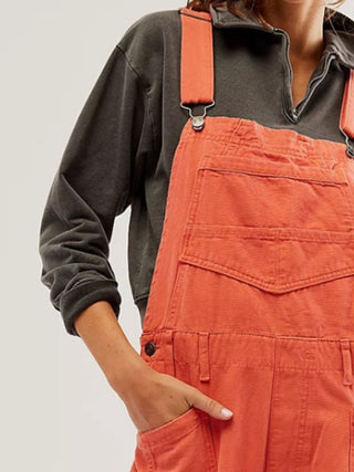 Pocketed Wide Strap Denim Overalls Divacious