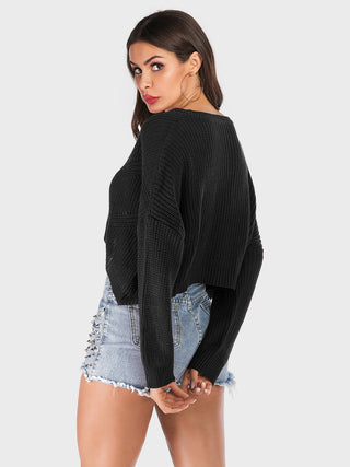 V-Neck Long Sleeve Sweater - Divacious