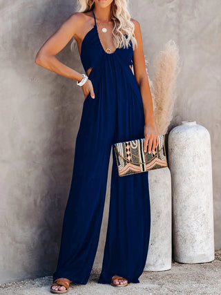 Halter Neck Wide Leg Jumpsuit Divacious