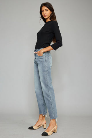 Kancan High Waist Raw Hem Cropped Wide Leg Jeans Divacious