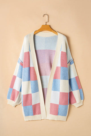 Color Block Open Front Long Sleeve Cardigan Divacious