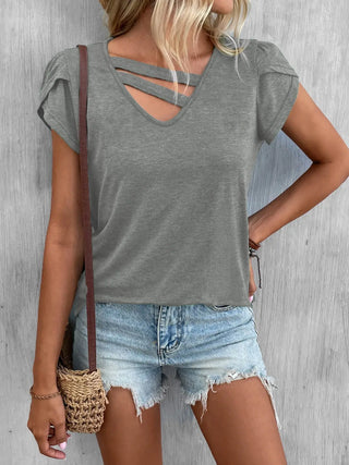 Cutout Petal Sleeve T-Shirt Divacious