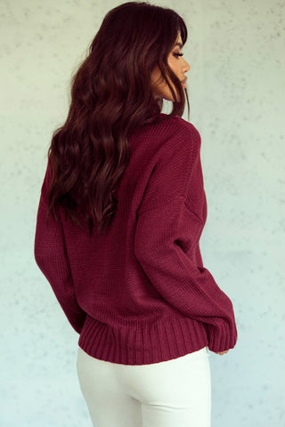 V-Neck Dropped Shoulder Sweater Divacious