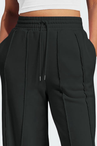 Drawstring Wide Leg Active Pants Trendsi