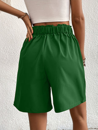 Pocketed Half Elastic Waist Shorts Divacious