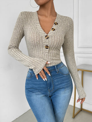 V-Neck Long Sleeve Bodysuit Divacious