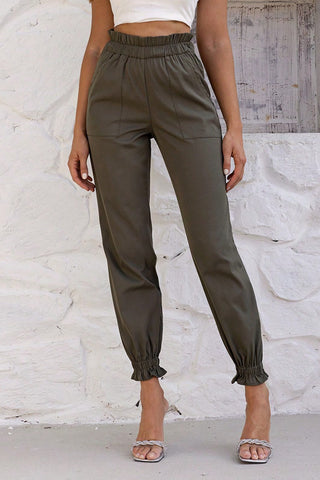 Paperbag Waist Pants with Pockets Divacious