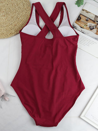 Crisscross Plunge Wide Strap One-Piece Swimwear Divacious