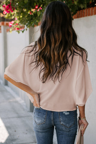 Short Sleeve Draped Blouse Divacious