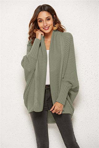 Open Front Batwing Sleeve Cardigan Divacious