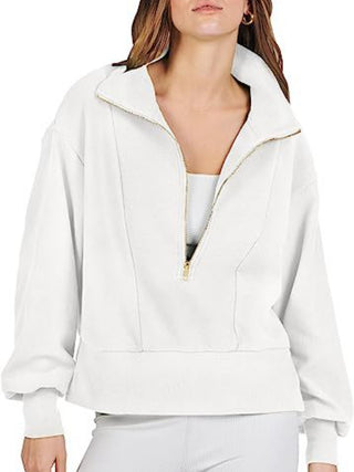 Half Zip Up Collared Sweatshirts Divacious