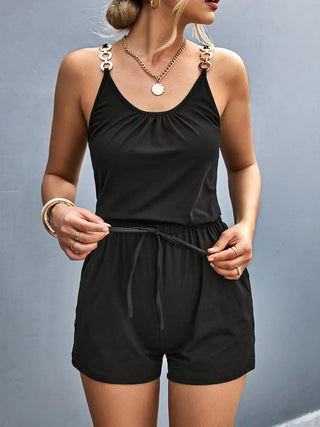 Scoop Neck Romper with Pockets Divacious