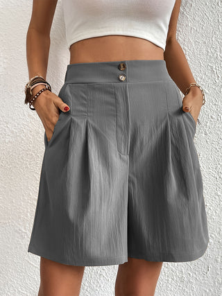 Pocketed Half Elastic Waist Shorts Divacious