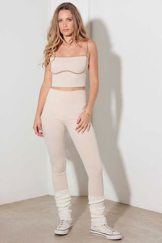 Le Lis Ribbed Crop Cami and High Waist Brushed Leggings Set Trendsi