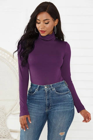 Turtleneck Long Sleeve Bodysuit Divacious