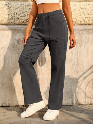 Mid-Rise Waist Pants with Pockets Divacious