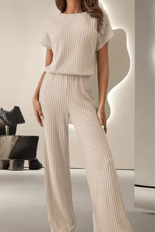 Round Neck Short Sleeve Jumpsuit Divacious