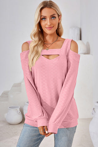 Cutout Square Neck Cold Shoulder T-Shirt Divacious