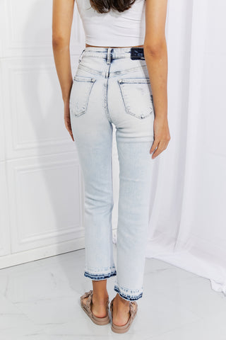 Full Size Camille Acid Wash Crop Straight Jeans Divacious