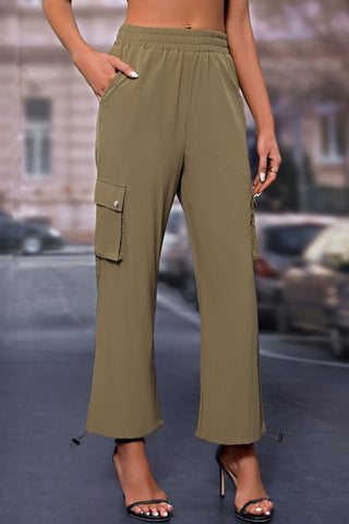 Elastic Waist Pants with Pockets Divacious