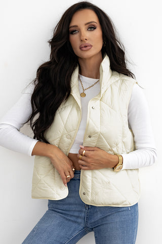 Snap Down Texture Vest Coat with Pockets - Divacious