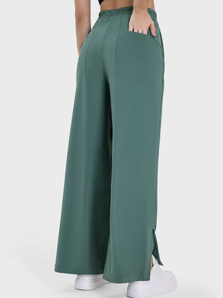 Millennia Slit Wide Leg Active Pants Trendsi