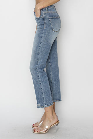 Full Size High Waist Distressed Cropped Jeans Divacious