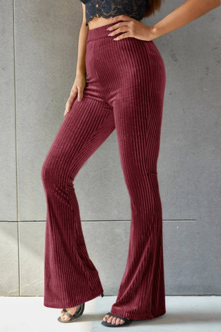 Ribbed High Waist Flare Pants Divacious