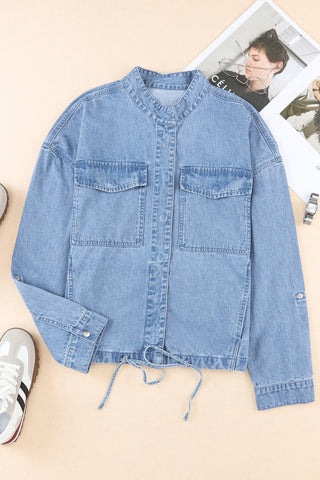 Snap Down Long Sleeve Denim Top Divacious