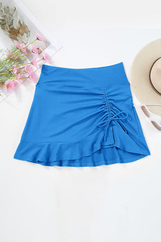 Ruched Elastic Waist Swim Skirt Divacious