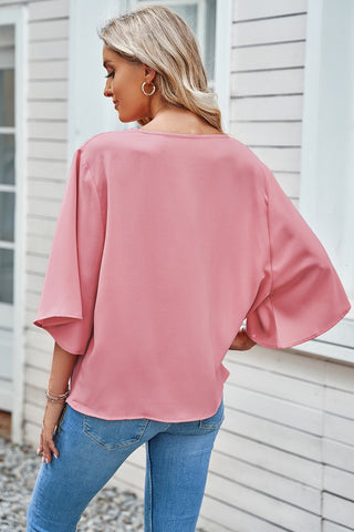 Short Sleeve Draped Blouse Divacious