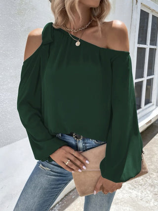 Cold-Shoulder Long Sleeve Blouse Divacious