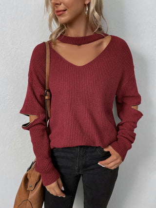 Cutout Zip Detail Sweater Divacious