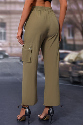 Elastic Waist Pants with Pockets Divacious