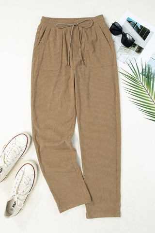 Drawstring Straight Pants with Pockets Divacious