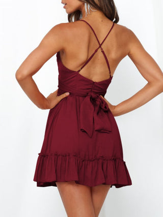 Tied Crisscross Scoop Neck Cami Dress - Divacious