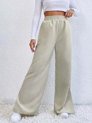 Slit Pocketed High Waist Wide Leg Pants Divacious