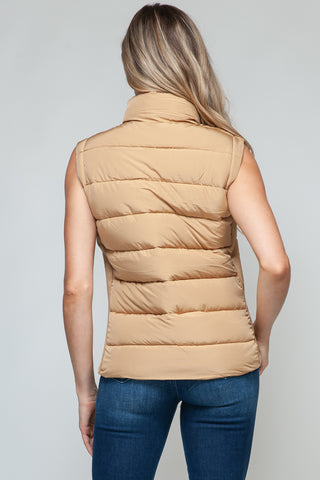 Snobbish Zip Up Turtleneck Vest with Pockets Trendsi