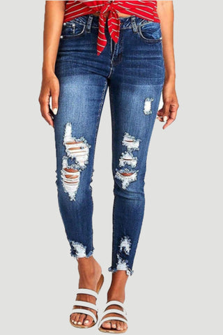 Distressed Raw Hem Jeans with Pockets Divacious